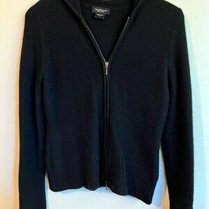 Lord and Taylor Black Cashmere Zip-up Hoodie